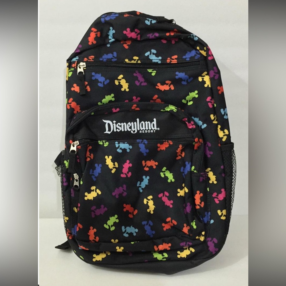 Disneyland Black Backpack with Colorful Mickey Mouse Pattern